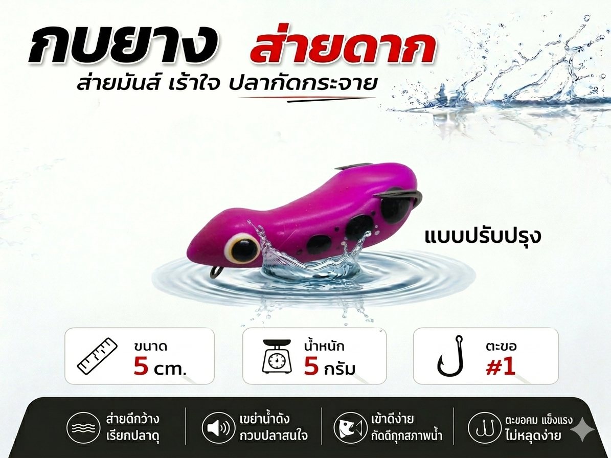 กบยางส่ายดาก 5.5g เบ็ดsnsเบอร์ 2# รูปที่ 3